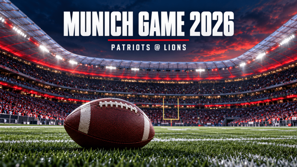 Munich Game 2026: American Football vor vollen Stadionrängen – KI-Titelillustration